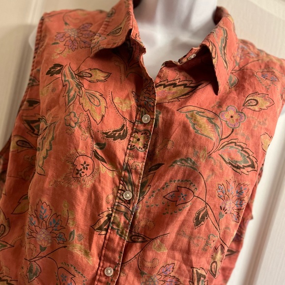 Vintage Paisley print Jones New York 100% Linen blouse - Picture 9 of 9